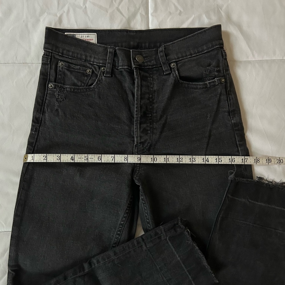 GAP 4R High Rise Cheeky Straight Jeans in Black with Hidden Button Fly - Picture 14 of 16
